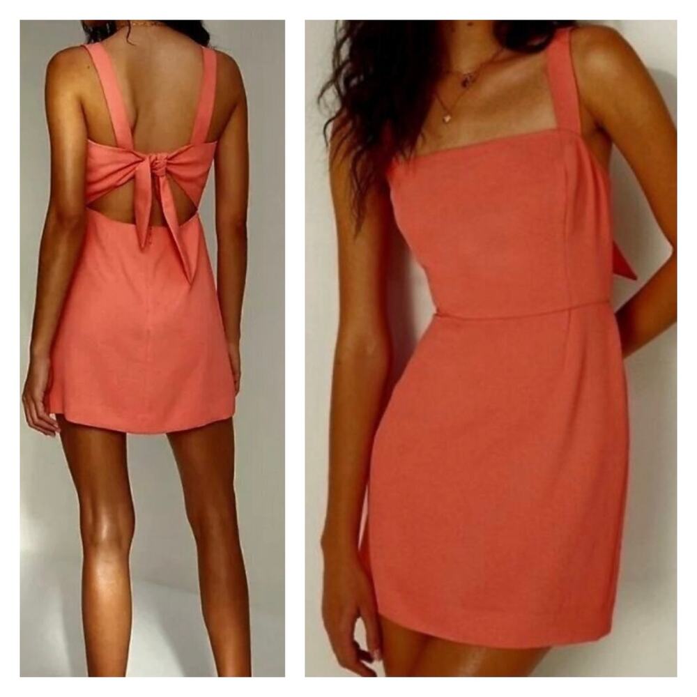 Wilfred Terracotta Tie Back Mini Dress Small Going Out Glam Party